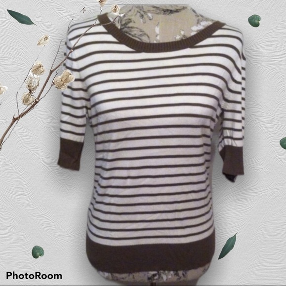 Talbots Green Striped Sweater M - Picture 1 of 4